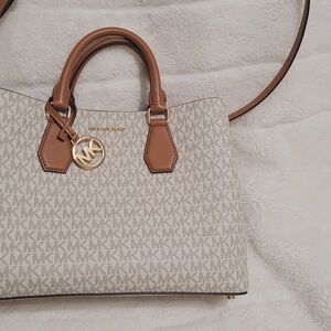 Michael Kors Cream and Brown Satchel